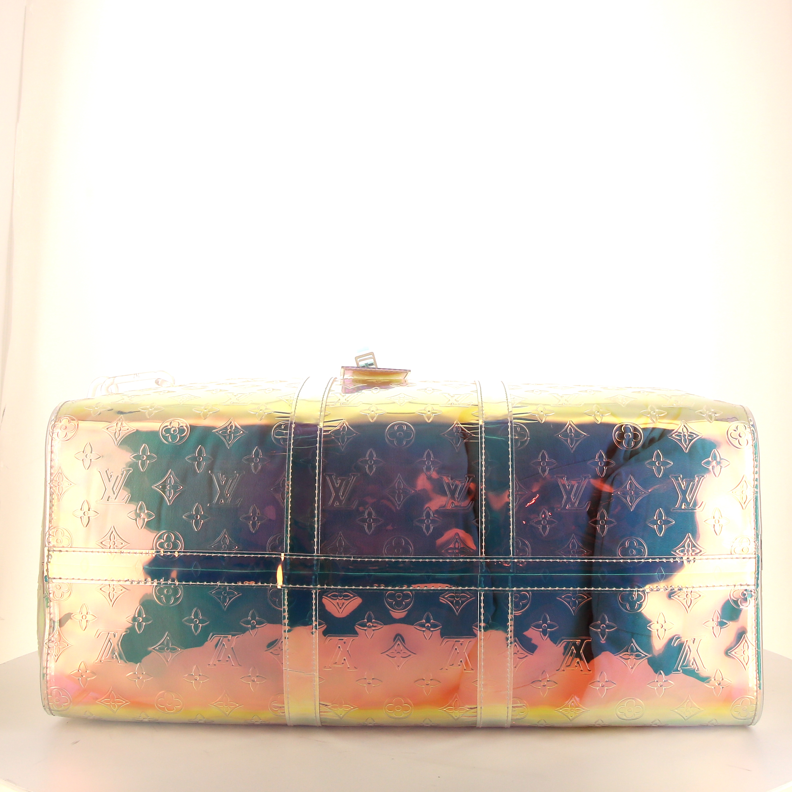 Sac de voyage Louis Vuitton Keepall Editions Limitées en vinyle dégradé et vinyle blanc - Detail D5