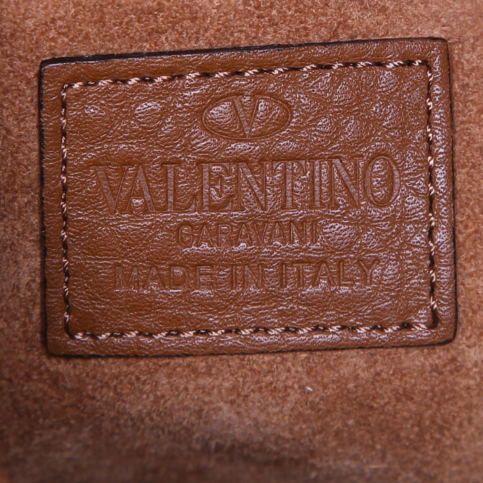 Borsa a tracolla Valentino Garavani Rockstud in pelle marrone decorazioni con borchie - Detail D3