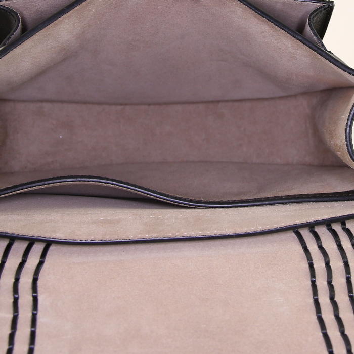 Bolso bandolera Chloé Hudson modelo mediano en cuero negro - Detail D2