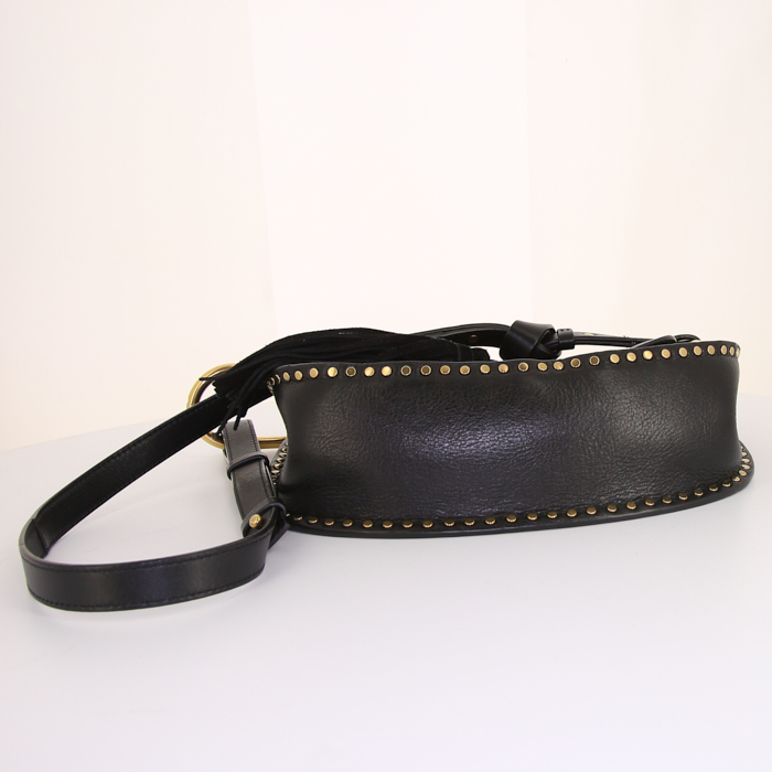 Bolso bandolera Chloé Hudson modelo mediano en cuero negro - Detail D4