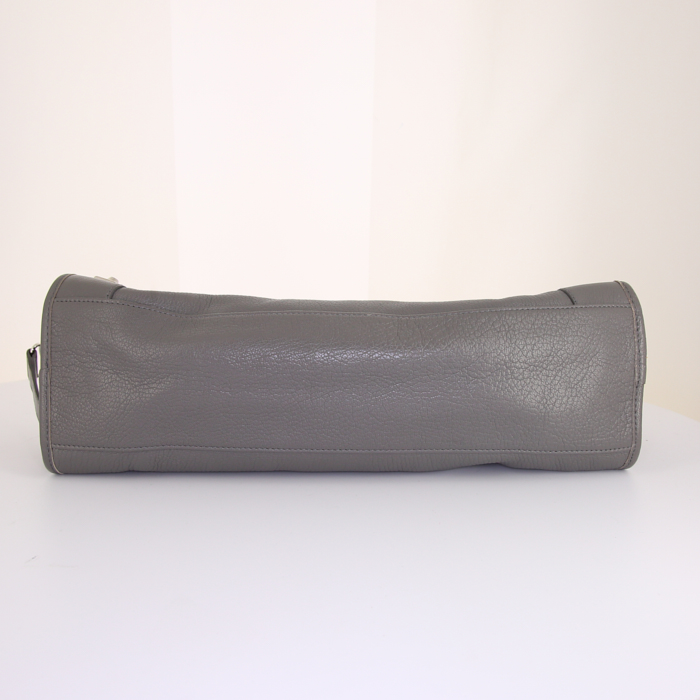 Balenciaga Metallic Edge handbag in grey grained leather - Detail D5