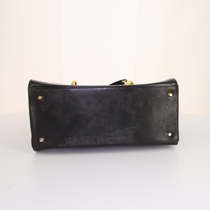 Borsa da spalla o a mano Dior Lady Dior modello medio in pelle lucida nera - Detail D5