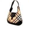 Burberry Brook shoulder bag in beige Haymarket canvas and black patent leather - 00pp thumbnail