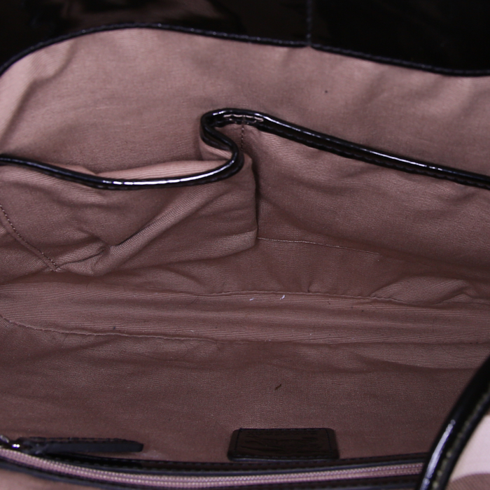 Bolso bandolera Burberry Brook en lona Haymarket beige y charol negro - Detail D2