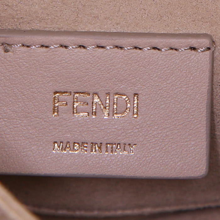 Fendi Kan I small model shoulder bag in black monogram leather and black leather - Detail D4
