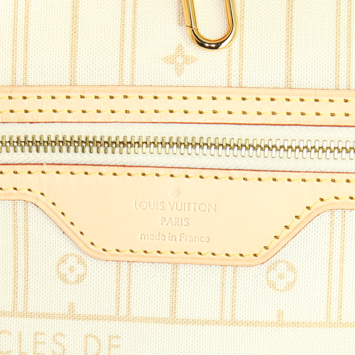 Shopping bag Louis Vuitton Neverfull modello grande in tela cerata con motivo a scacchi e pelle naturale - Detail D3