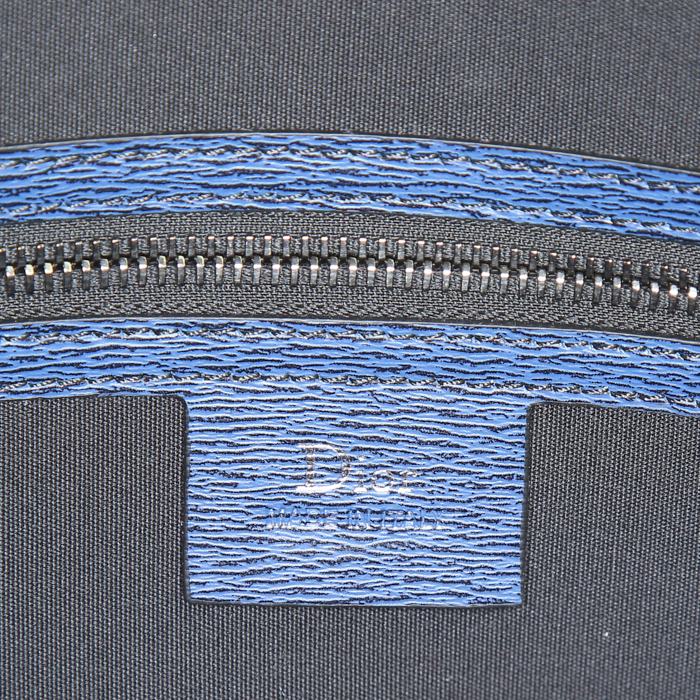 Porte-documents Dior Abeille en cuir bleu - Detail D4
