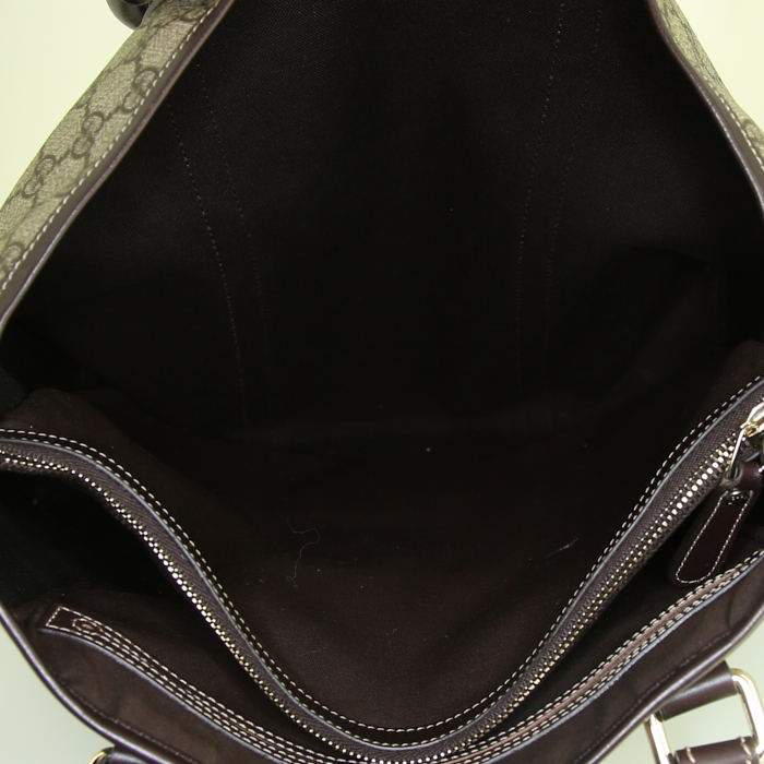 Bolso Cabás Gucci Joy modelo grande en lona Monogram beige y cuero esmaltado marrón - Detail D3