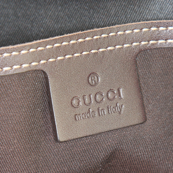 Bolso Cabás Gucci Joy modelo grande en lona Monogram beige y cuero esmaltado marrón - Detail D4