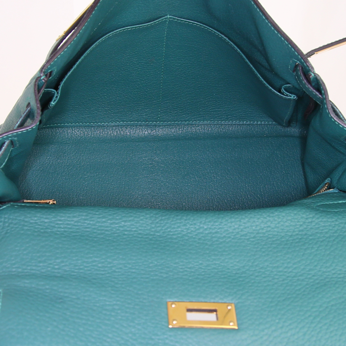 Bolso de mano Hermes Kelly 28 cm en cuero togo verde malaquita - Detail D3