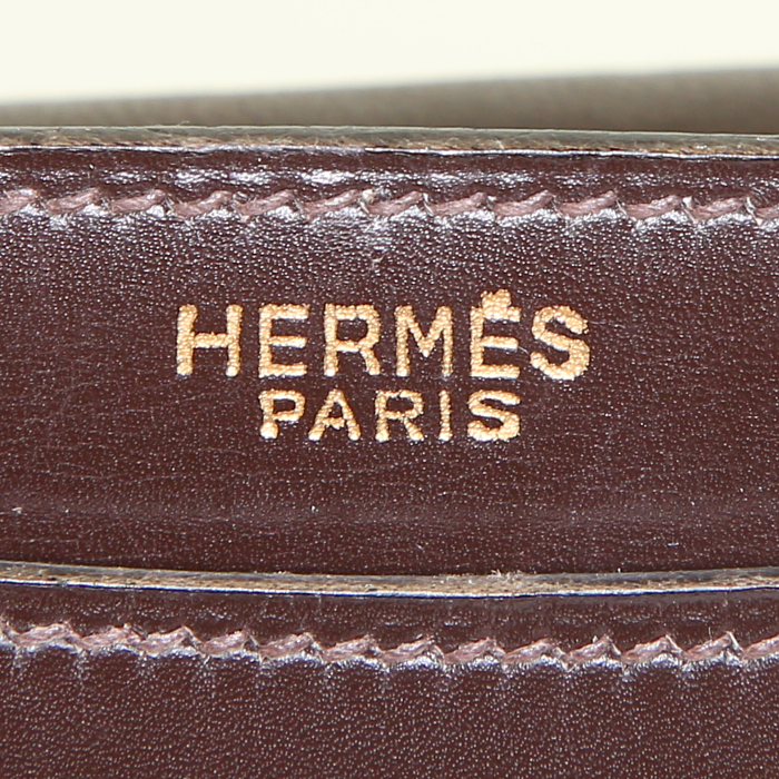 Hermès Sandrine bag in brown box leather - Detail D3