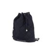 Zaino Chanel Vintage in raso blu decorazioni con borchie e camoscio trapuntato blu - 00pp thumbnail