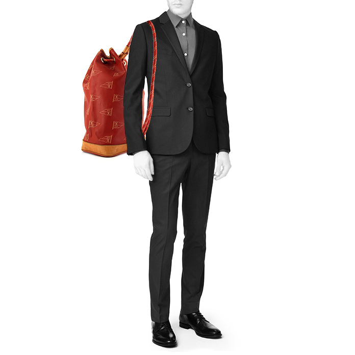 Louis Vuitton America's Cup travel bag in orange logo canvas and natural leather - Detail D1