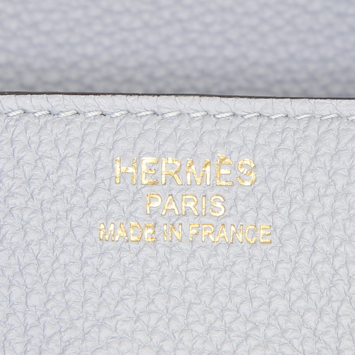 Bolso de mano Hermes Birkin 35 cm en cuero togo Bleu Lin - Detail D3