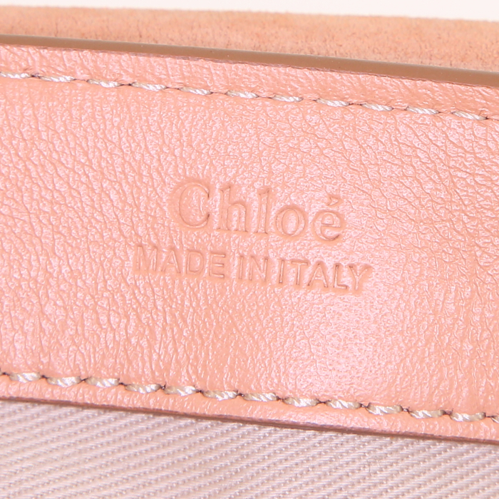 Bolso de mano Chloé Faye Day en cuero beige rosado - Detail D4