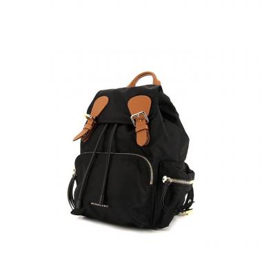 Zaino Burberry Rucksack in tela nera e pelle marrone