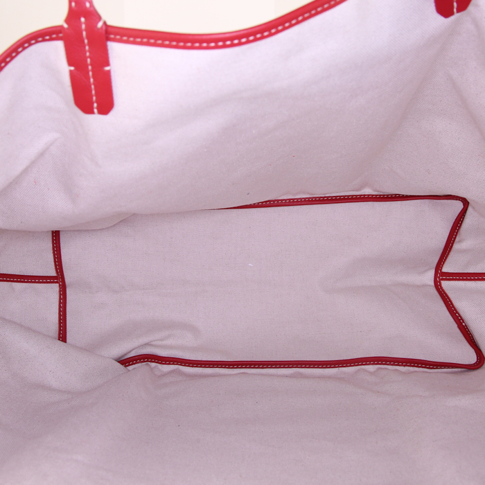 Goyard Saint-Louis large model shopping bag in red monogram canvas and red leather - Detail D2