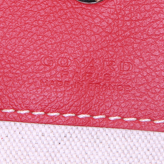 Sac cabas Goyard Saint-Louis grand modèle en toile monogram enduite rouge et cuir rouge - Detail D3