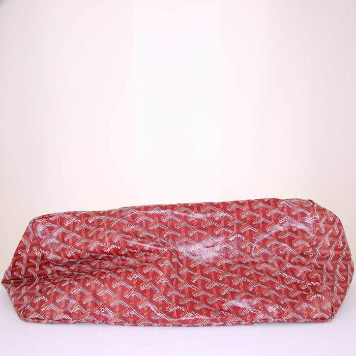 Goyard Saint-Louis large model shopping bag in red monogram canvas and red leather - Detail D4