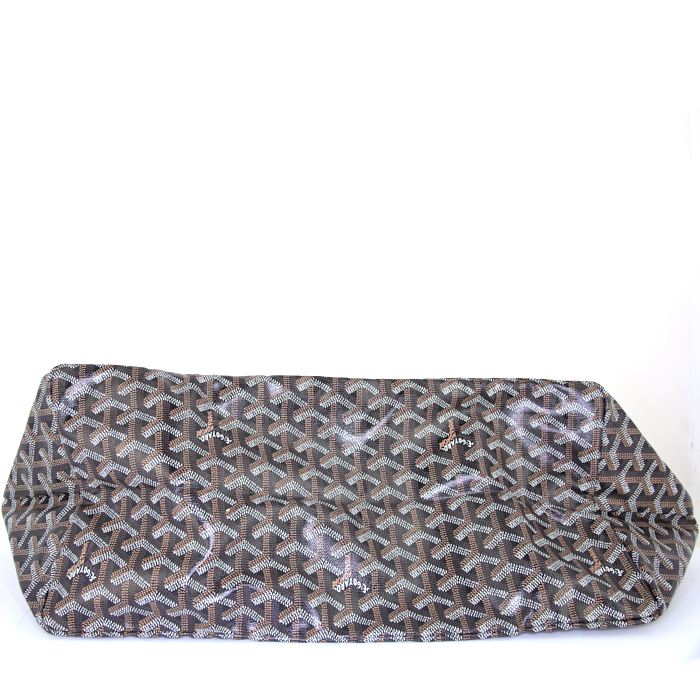 Shopping bag Goyard Saint-Louis in tela Goyardine nera e pelle naturale - Detail D4