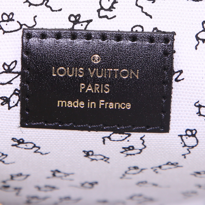 Bolso para llevar al hombro Louis Vuitton en cuero Epi blanco y marrón y cuero Monogram negro - Detail D4