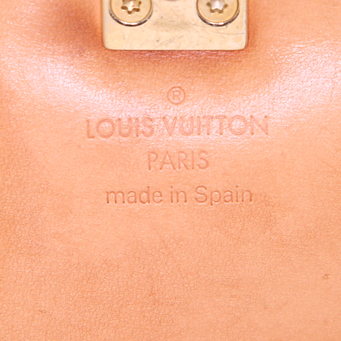 Borsa Louis Vuitton Cherry Blossom Retro in tela monogram cerata bianca e rossa a fiori e pelle naturale - Detail D3