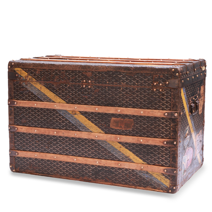 Baul de correo Goyard en tela Goyardine negra y metal negro - Detail D1