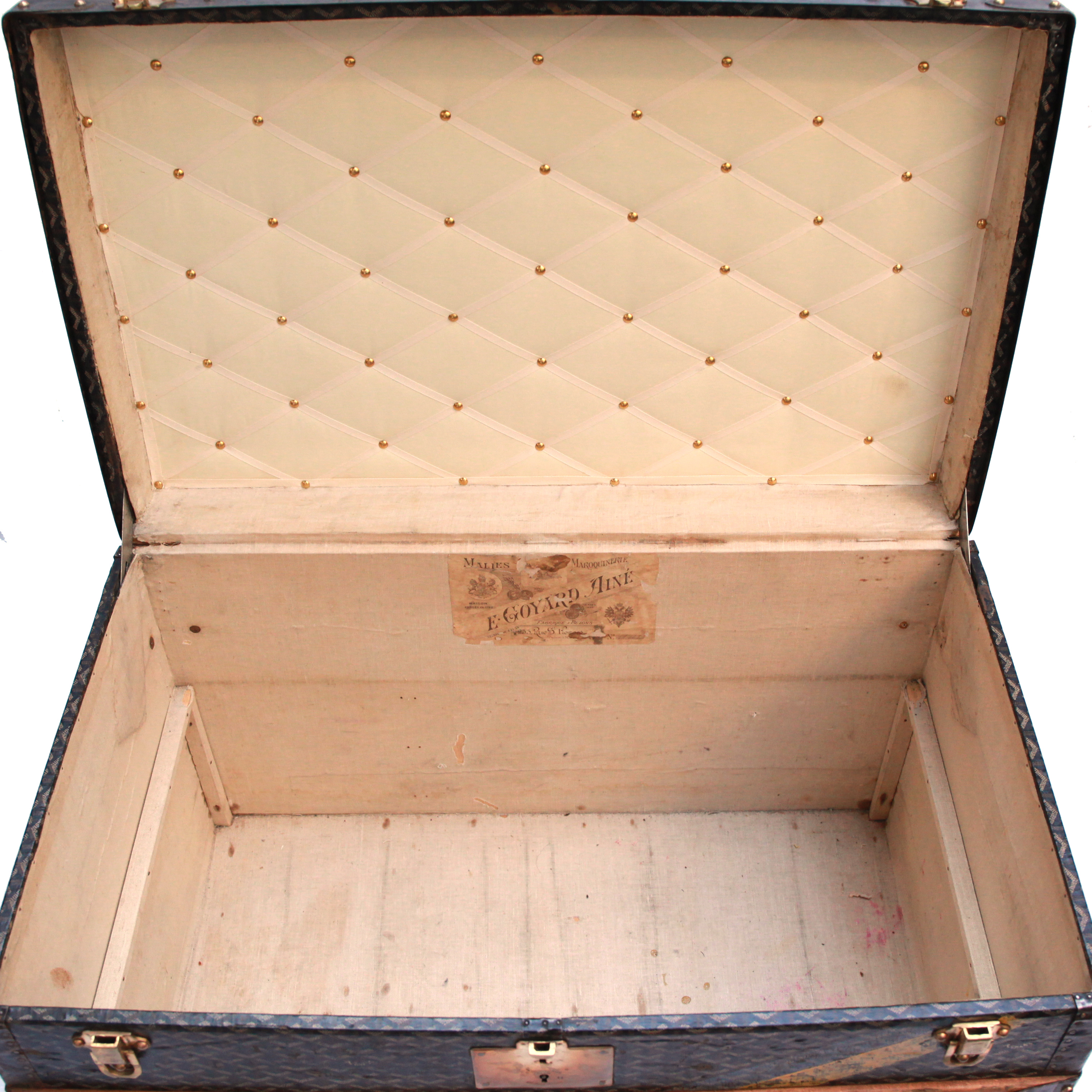 Baul de correo Goyard en tela Goyardine negra y metal negro - Detail D2