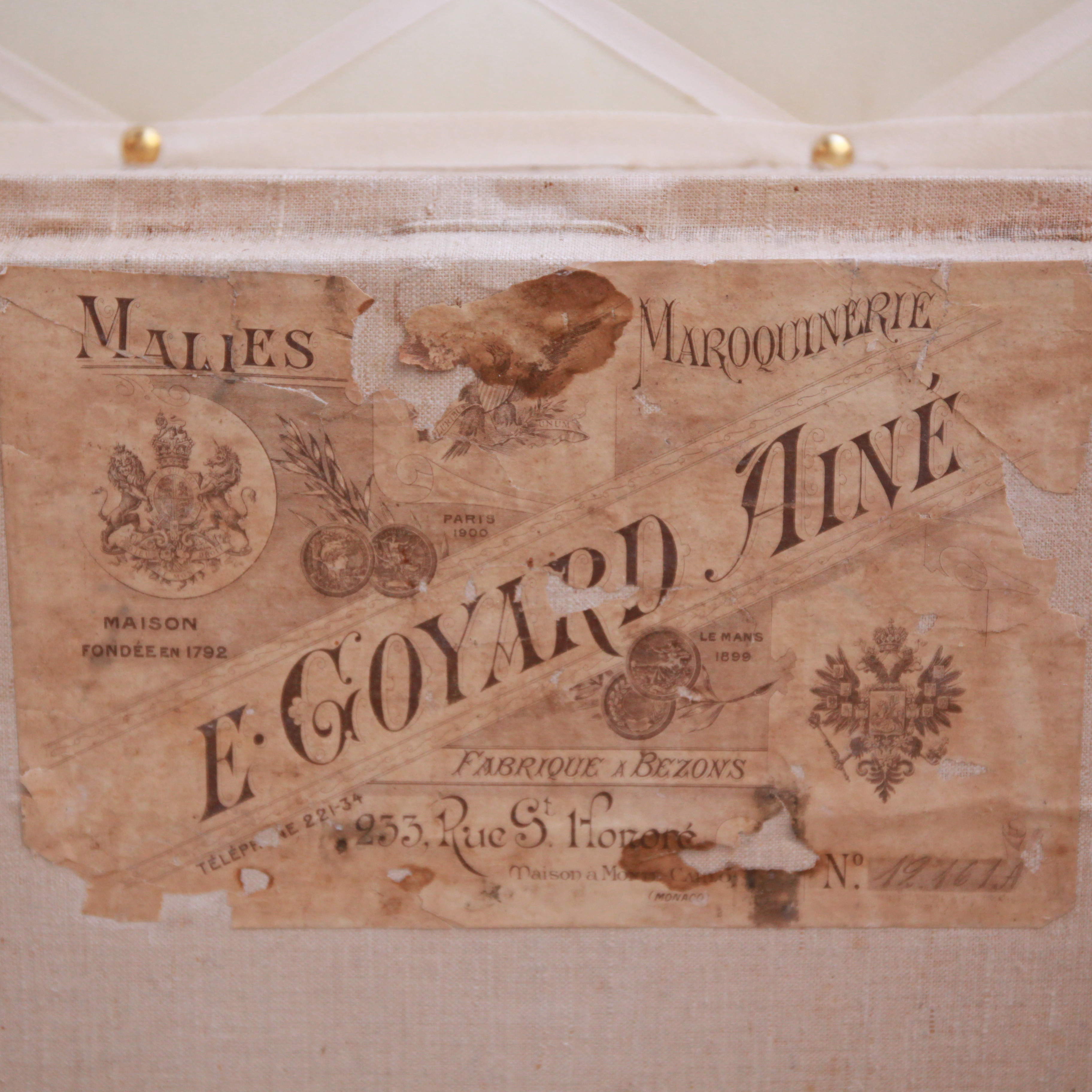 Baul de correo Goyard en tela Goyardine negra y metal negro - Detail D3