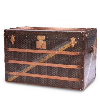 Baule per la posta Goyard in tela Goyardine nera e metallo nero