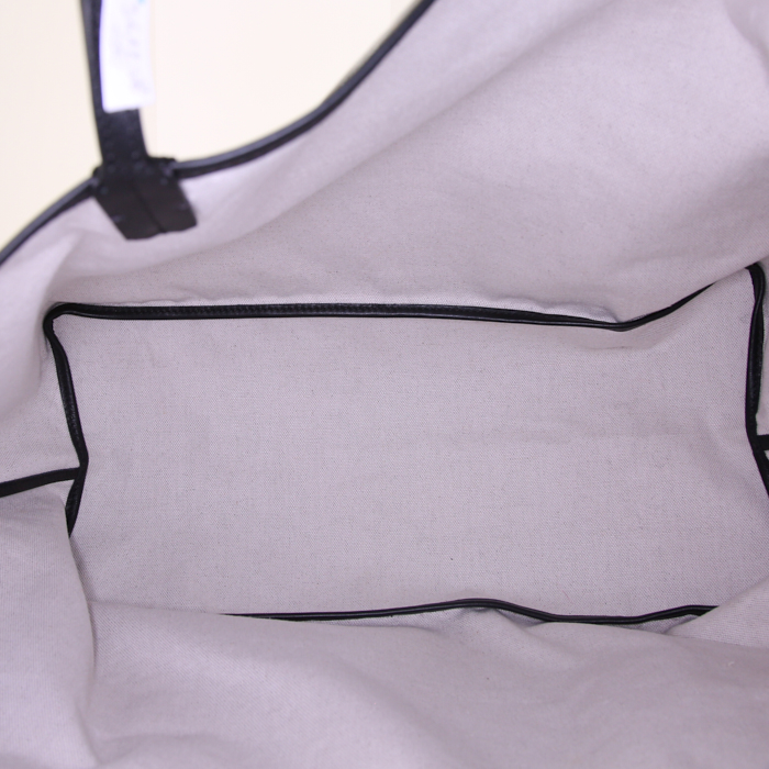 Sac cabas Goyard Saint-Louis grand modèle en toile monogram enduite noire et cuir noir - Detail D2