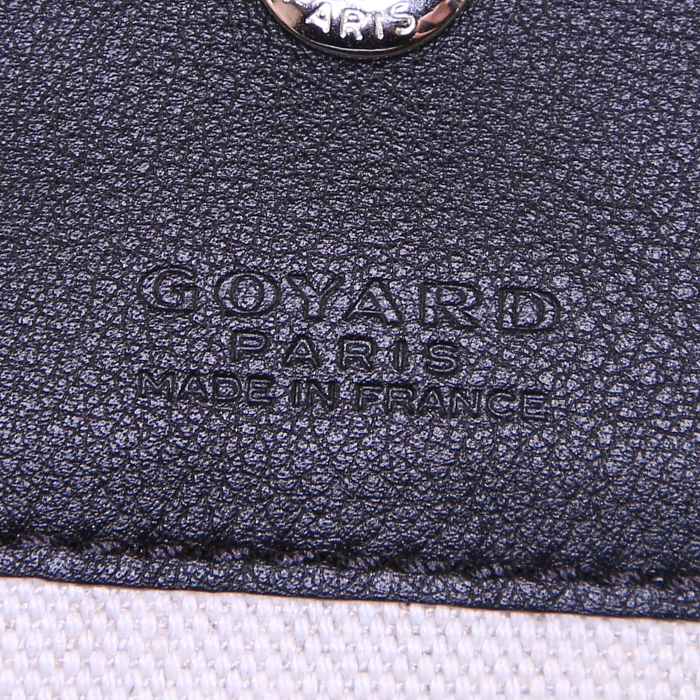 Goyard Saint-Louis large model shopping bag in black monogram canvas and black leather - Detail D3