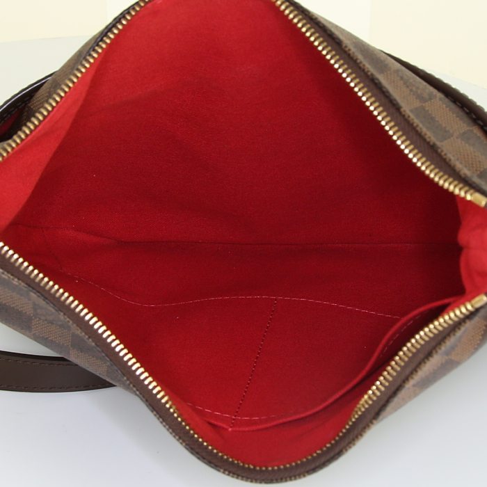 Louis Vuitton Bloomsbury shoulder bag in ebene damier canvas and brown - Detail D2