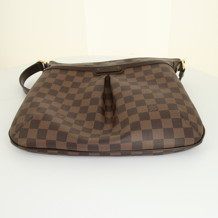 Borsa a tracolla Louis Vuitton Bloomsbury in tela cerata con motivo a scacchi ebano e pelle lucida marrone - Detail D4