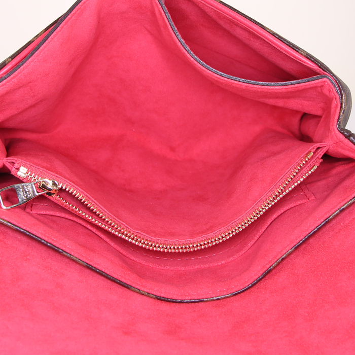 Louis Vuitton Pallas Chain handbag in brown monogram canvas and red leather - Detail D3