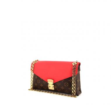 Borsa Louis Vuitton Pallas Chain in tela monogram marrone e pelle rossa