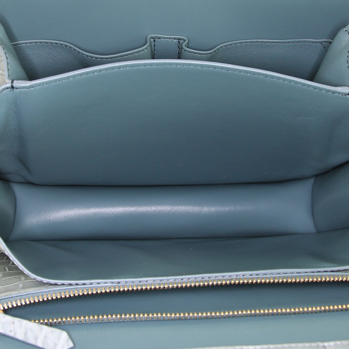 Borsa a tracolla Céline Classic Box in coccodrillo blu Lagon - Detail D2