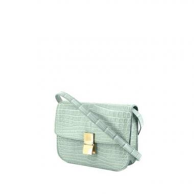 Borsa a tracolla Céline Classic Box in coccodrillo blu Lagon