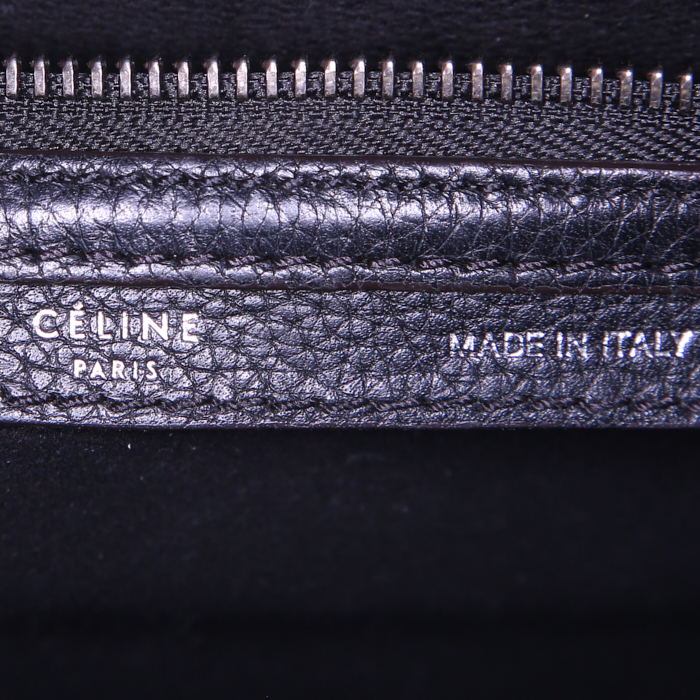 Sac à main Celine Luggage en cuir grainé noir - Detail D3