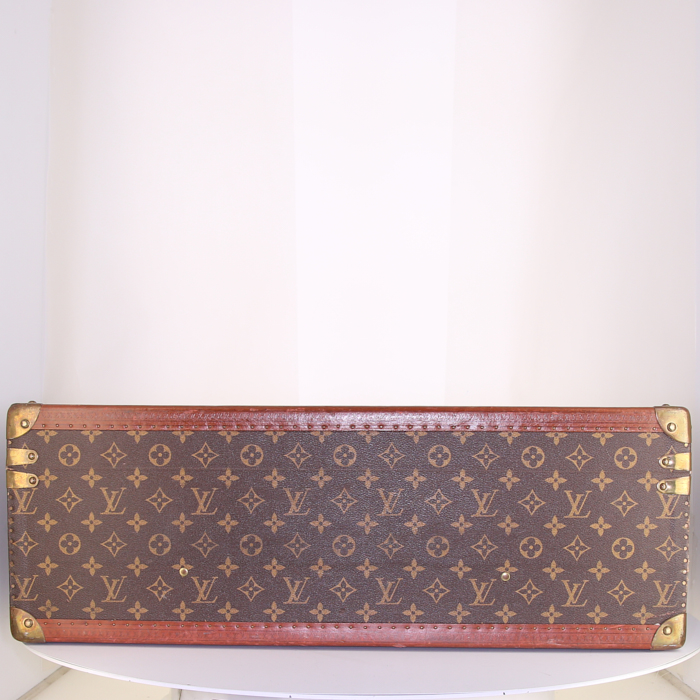 Louis Vuitton suitcase in monogram canvas and brown lozine (vulcanised fibre) - Detail D4