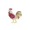 Vintage 1990's Rooster brooch in yellow gold,  colored stones and diamonds - 00pp thumbnail