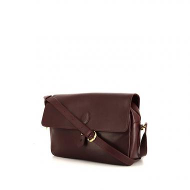 Bolso bandolera Cartier Vintage en cuero color burdeos