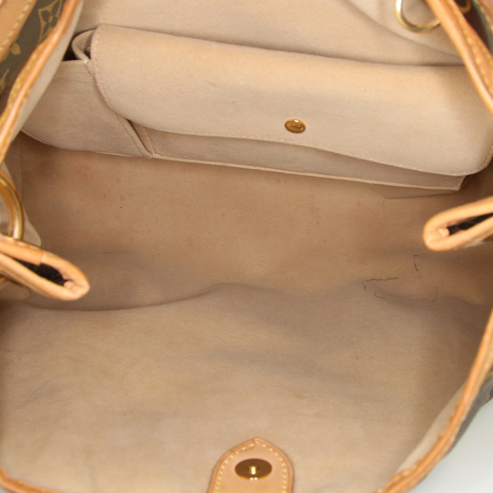 Borsa Louis Vuitton Galliera modello piccolo in tela monogram marrone e pelle naturale - Detail D2