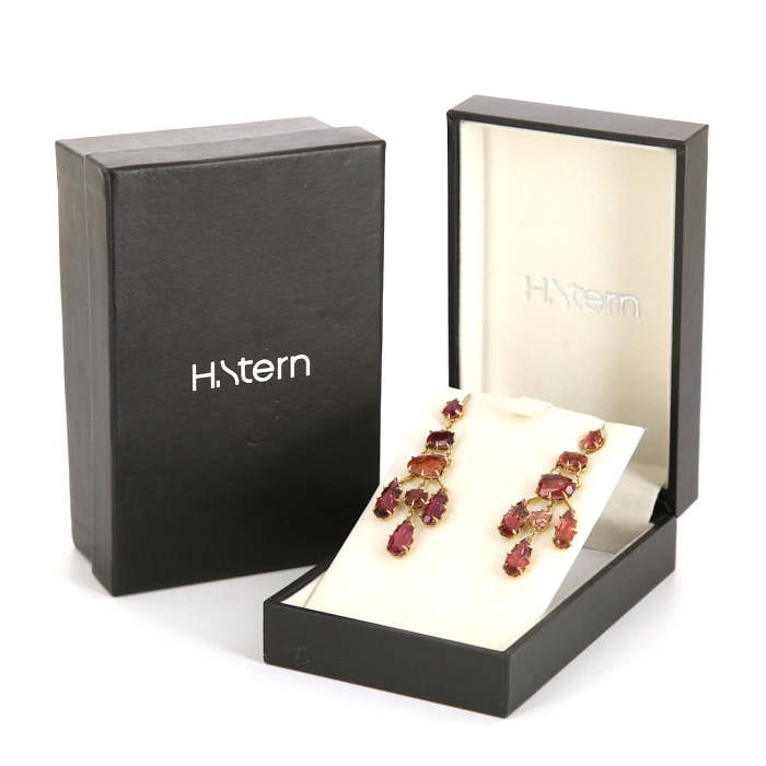 Pendientes colgantes H. Stern modelo pequeño en oro amarillo,  turmalinas rosas y turmalinas púrpura - Detail D2