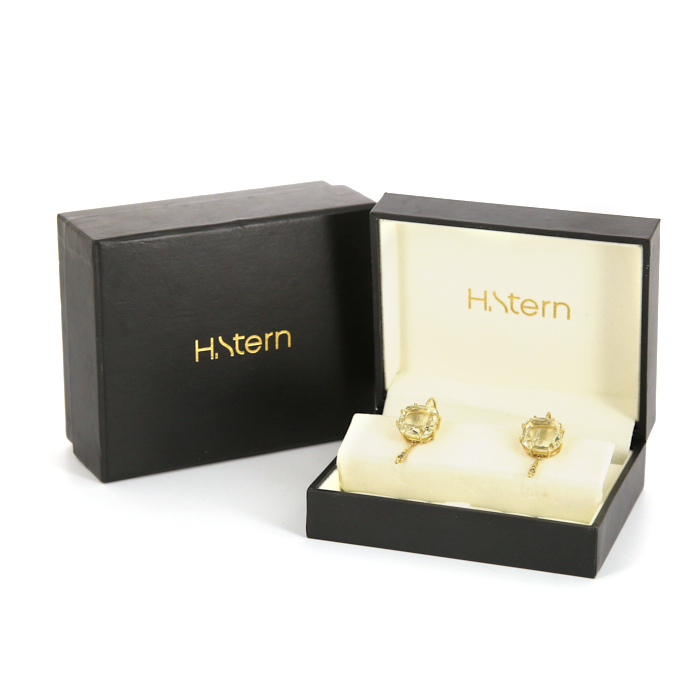 Paire de boucles d'oreilles H. Stern Moonlight en or jaune,  quartz jaune et diamants brun - Detail D2