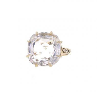 Bague H. Stern Moonlight en or blanc,  cristal de roche et diamants brun