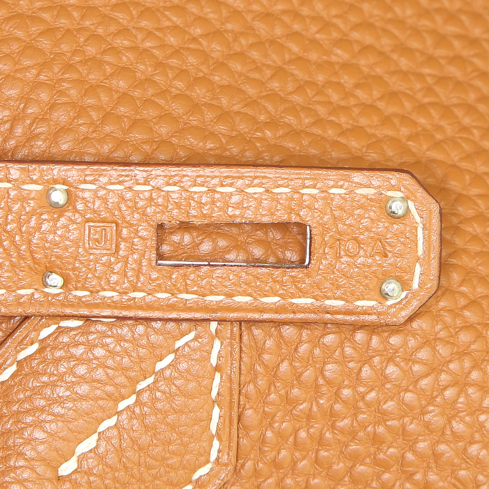 Hermes Birkin 30 cm handbag in gold leather taurillon clémence - Detail D4