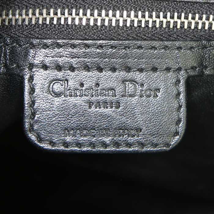 Shopping bag Dior Dior Soft in pelle verniciata nera intrecciata e pelle nera - Detail D3