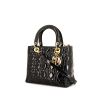 Dior Lady Dior medium model shoulder bag in black patent quilted leather - 00pp thumbnail
