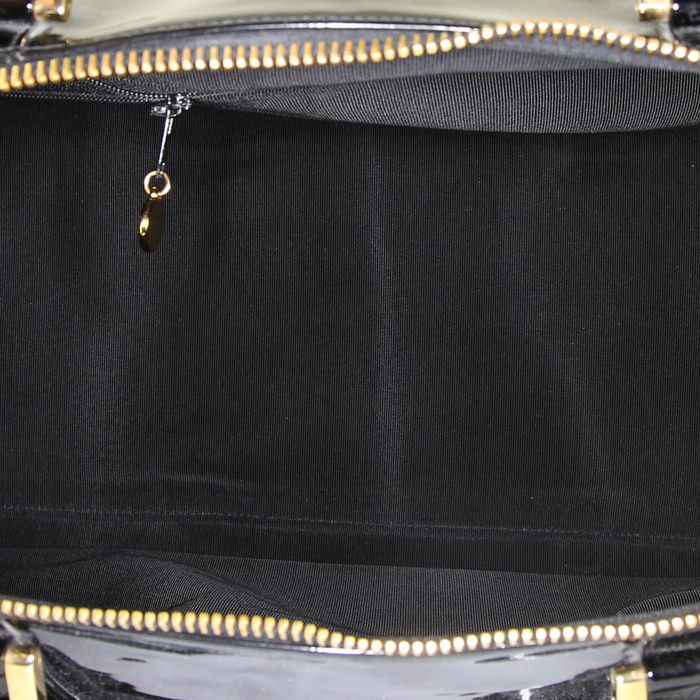Sac de voyage Chanel Vintage en cuir verni noir - Detail D3